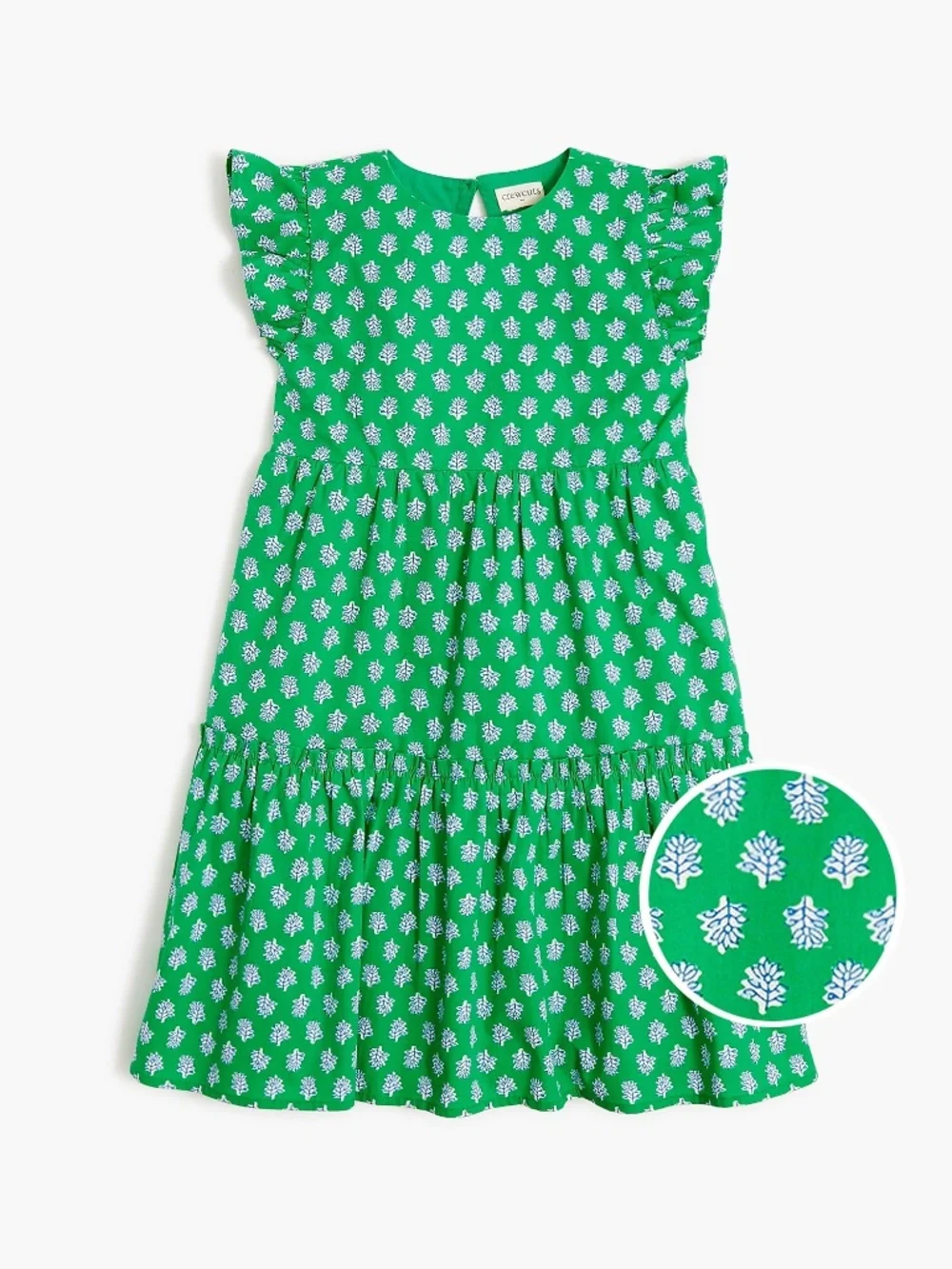 New JCREW CREWCUTS Girls Size 5 Block-Print Dress Vintage Kelly White $59 BZ772